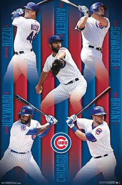 Chicago Cubs "Five-Pack" MLB Poster (Rizzo, Arrieta, Schwarber, Bryant, Heyward) - Trends Int'l.