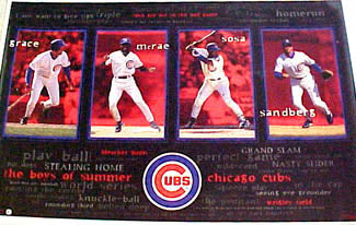 Chicago Cubs "Boys of Summer" Poster (Sandberg, Sosa, Grace, McRae) - Costacos 1997