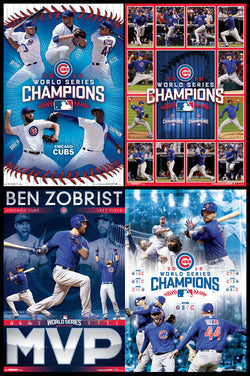COMBO: Chicago Cubs 2016 World Series Champions 4-Poster Combo Set