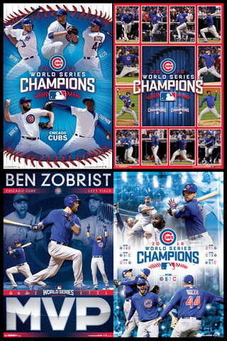 COMBO: Chicago Cubs 2016 World Series Champions 4-Poster Combo Set