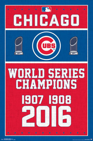 Chicago Cubs 3-Time World Series Champions Commemorative Poster - Trends International