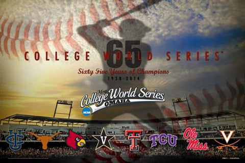 NCAA Baseball College World Series "65 Years" 2014 Official Event Poster