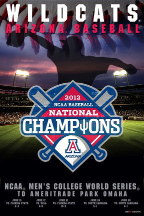 Arizona Wildcats 2012 NCAA Baseball National Champions Commemorative Poster
