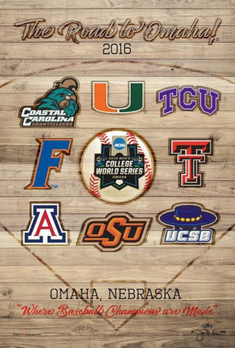 NCAA Baseball College World Series 2016 Official 8-Team Event Poster - ProGraphs Inc