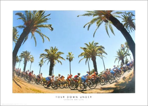 Tour Down Under "Seppeltsfield Palm Trees" Australia Cycling Poster Print - Graham Watson 2010