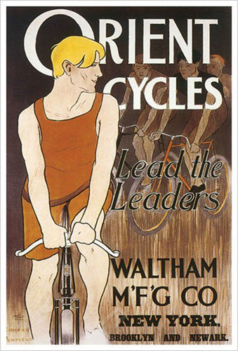 Orient Cycles "Lead the Leaders" Classic Art Nouveau Cycling Poster (c.1895) Reprint - Eurographics