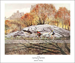 Cycling Art "Cycling in Central Park" Poster Print - Aaron Ashley 1982