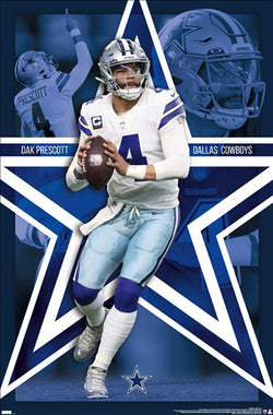 Dak Prescott "Lone Star Great" Dallas Cowboys QB NFL Action Poster - Costacos Sports 2022