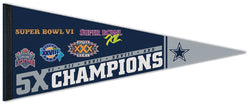 Dallas Cowboys Five-Time Super Bowl Champions Premium Felt Collector's Pennant - Wincraft Inc.