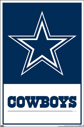 Dallas Cowboys Official NFL Football Team Logo and Script Poster - Costacos Sports