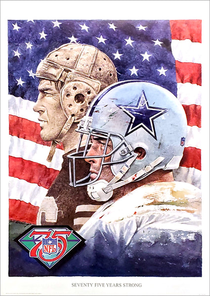 Dallas Cowboys NFL 75th Anniversary Theme Art Poster by Merv Corning - Front Row Collectibles