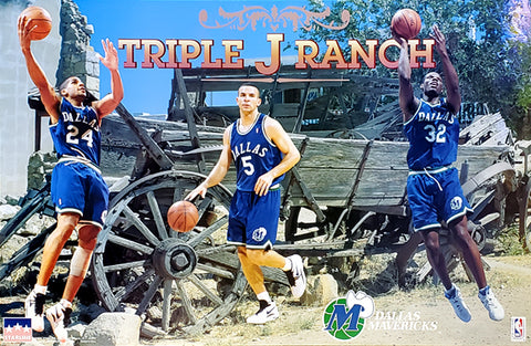 Dallas Mavericks "Triple-J Ranch" Poster (Kidd, Jackson, Mashburn) - Starline 1995