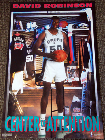 David Robinson "Center of Attention" San Antonio Spurs Poster - Costacos Brothers 1991