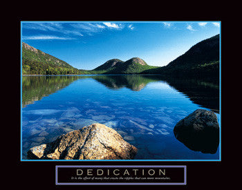 Mountain Lake "Dedication" Motivational Poster - Front Line