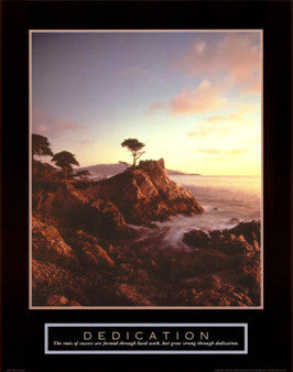 Lone Cypress Tree "Dedication" Motivational Poster - Front Line