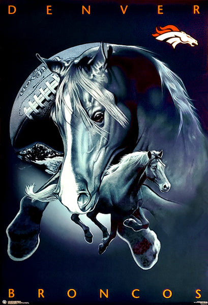 Denver Broncos "Stallions" Official NFL Pro Player Team Theme Art Poster - Costacos 1997