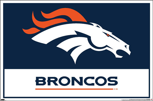 Denver Broncos Official NFL Football Team Logo Horizontal 22x34 Poster ...