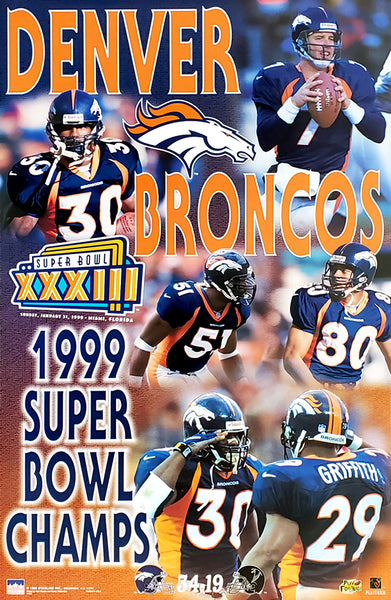Denver Broncos Super Bowl XXXIII (1999) Champions Commemorative Poster - Starline