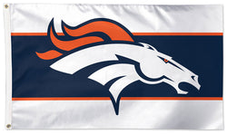 Denver Broncos White-Stripes-Edition Official NFL Football Deluxe-Edition 3'x5' Team Flag - Wincraft