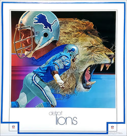 Detroit Lions 1979 NFL Theme Art Poster by Chuck Ren - DAMAC Inc.