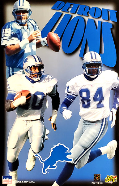 Detroit Lions "Super Trio" (Barry Sanders, Mitchell, Herman Moore) Poster - Starline 1997