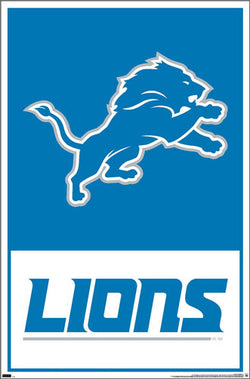 Detroit Lions Official NFL Football Team Logo and Wordmark Poster - Costacos Sports