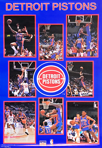 Detroit Pistons "Superstars" 7-Player NBA Basketball Action Poster (1987) - Starline Inc.