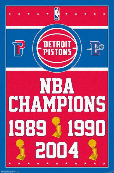 Detroit Pistons 3-Time NBA Champions Commemorative Wall Poster - Costacos