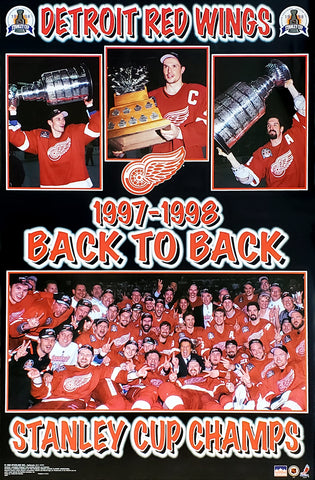 Detroit Red Wings Back-to-Back Stanley Cup Champs 1997-98 Commemorative Poster - Starline