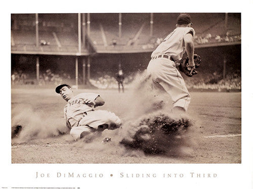 Joe DiMaggio "Sliding Into Third" (1946) New York Yankees Poster - NYGS