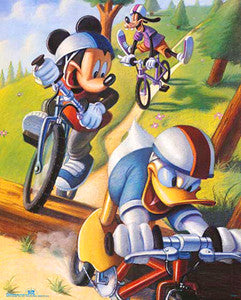 Donald, Mickey and Goofy Mountain Biking Poster - OSP Publishing