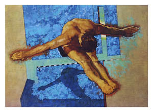 Diving Glory (10m Platform) Olympic Classic Poster Print by C. Michael Dudash - Front Line Art Publishing