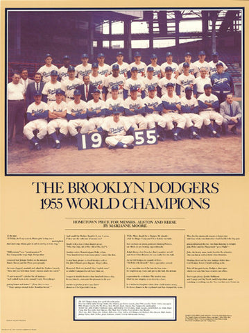 BROOKLYN DODGERS 1955 WORLD SERIES CHAMPIONS 19x13 COMMEMORATIVE POSTER