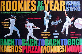 L.A. Dodgers Rookies of the Year 1992-95 Commemorative Poster - Norman James Corp. 1996