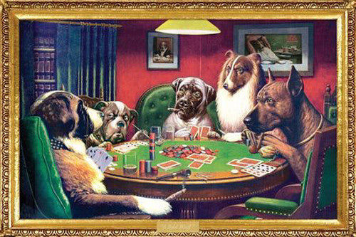 Dogs Playing Poker "A Bold Bluff" Poster - Aquarius Images
