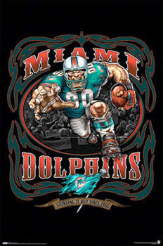 Miami Dolphins "Grinding it Out Since 1966" NFL Theme Art Poster - Costacos 2009