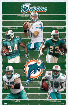 Miami Dolphins "Gridiron Five" (2010) Official NFL Football Poster - Costacos Sports