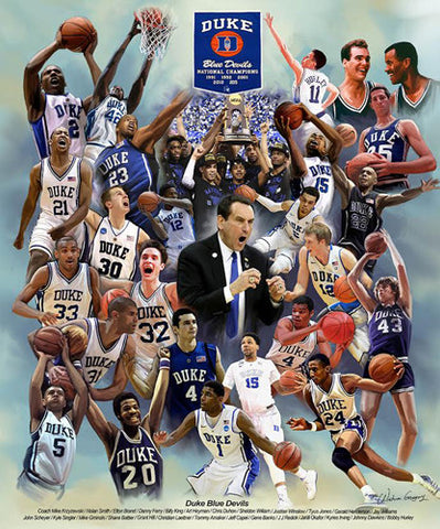 Duke Blue Devils Basketball "26 Legends" Commemorative Poster Print - Wishum Gregory