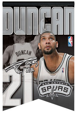 Tim Duncan "SAS-21" San Antonio Spurs Premium Felt NBA 17x26 Banner - Wincraft Inc.