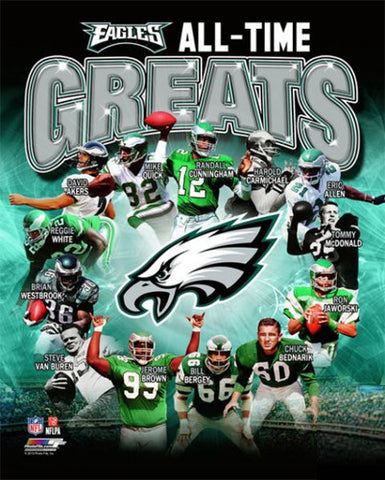 Philadelphia Eagles "All-Time Greats" (14 Legends) Premium Commemorative Print - Photofile Inc.