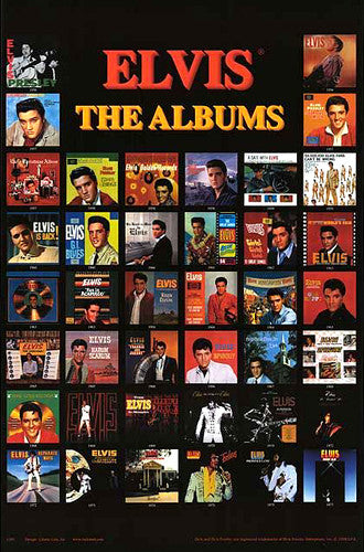 Elvis Presley "The Albums" (40 Record Covers 1956-77) Rock and Roll Music Poster - Studio B