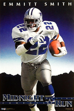 Emmitt Smith "Midnight Run" Dallas Cowboys 1994 NFL Theme Action Poster - Costacos Final Stock Collection