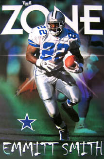Emmitt Smith "The Zone" Dallas Cowboys Vintage NFL Action Poster - Costacos 1997