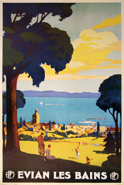 Golf at Evian-les-Bains, France c.1929 Vintage PLM Railways Poster Reprint (Artist Georges Francois)