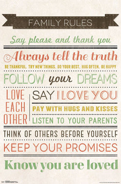 Family Rules Happy Family Inspirational Wall Poster - Trends International