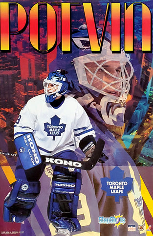 Felix Potvin "Slapshots" Toronto Maple Leafs Hockey Goalie NHL Action Poster - Starline 1994