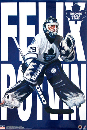 Felix Potvin "Blue-and-White" Toronto Maple Leafs Hockey Goalie NHL Action Poster - Starline 1997
