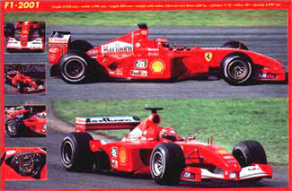 Ferrari F1-2001 (Schumacher, Barrichello) Poster - Nuova
