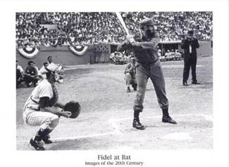 Fidel Castro Playing Baseball "Fidel at Bat" Poster - Image Source International