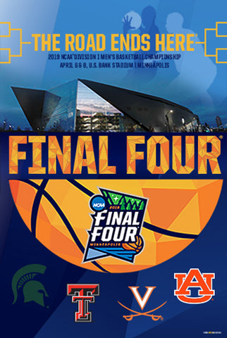 NCAA Men's Basketball Championships 2019 FINAL FOUR Official Poster (Michigan State, Texas Tech, Virginia, Auburn) - ProGraphs